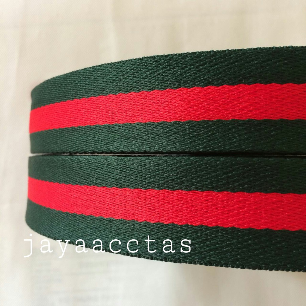 tali webbing tas 3.0 cm strip hijau merah panjang 33 meter