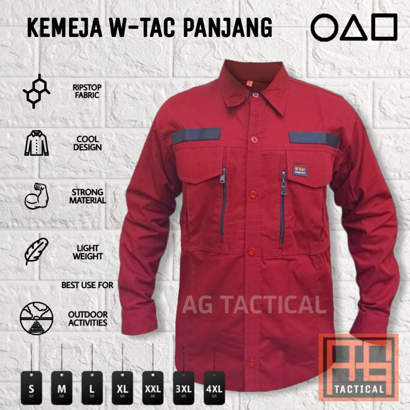 Kemeja Tactical W-Tac panjang PREMIUM / seragam kerja / tactical w.tac / Polisi / Army / karyawan / kantor