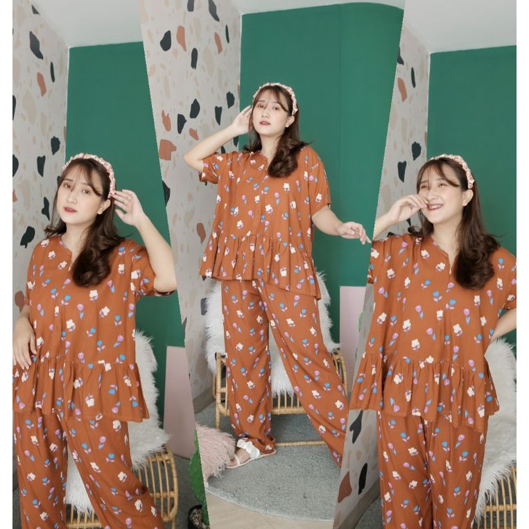 ONE SET PAJAMAS REMPEL LENGAN PENDEK/PIYAMA REMPEL BUSUI /LD 120 (all size)/BAHAN KATUN-ZOYA SET