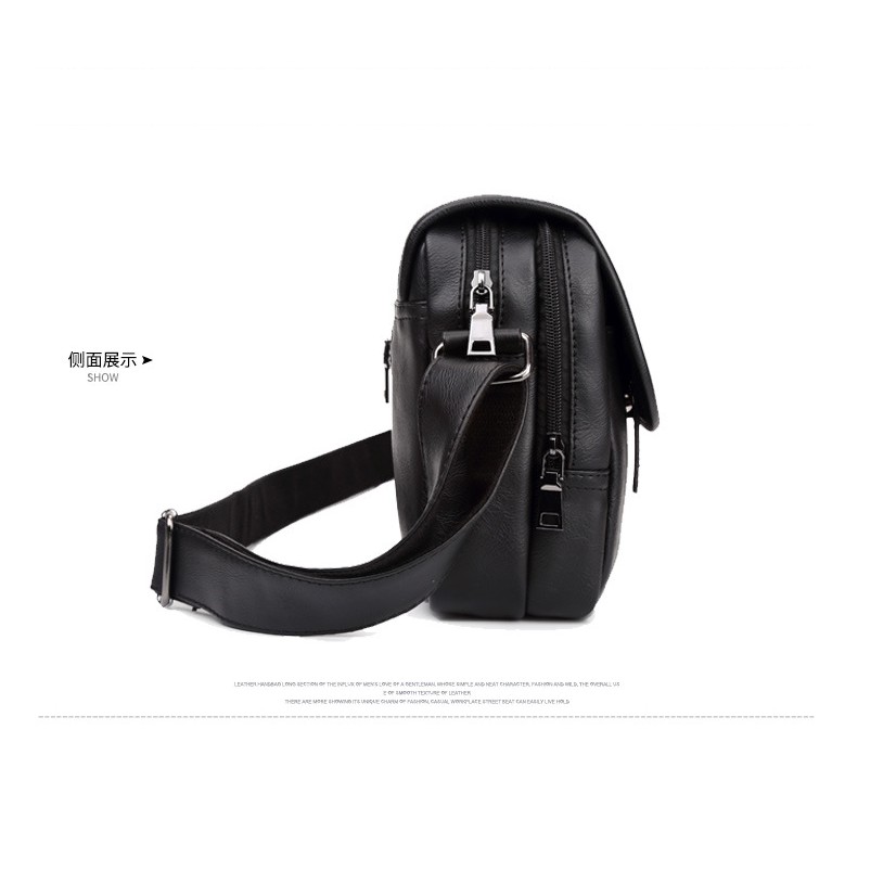 Tas Selempang Kulit Pria (ECLIPSE) - Hitam