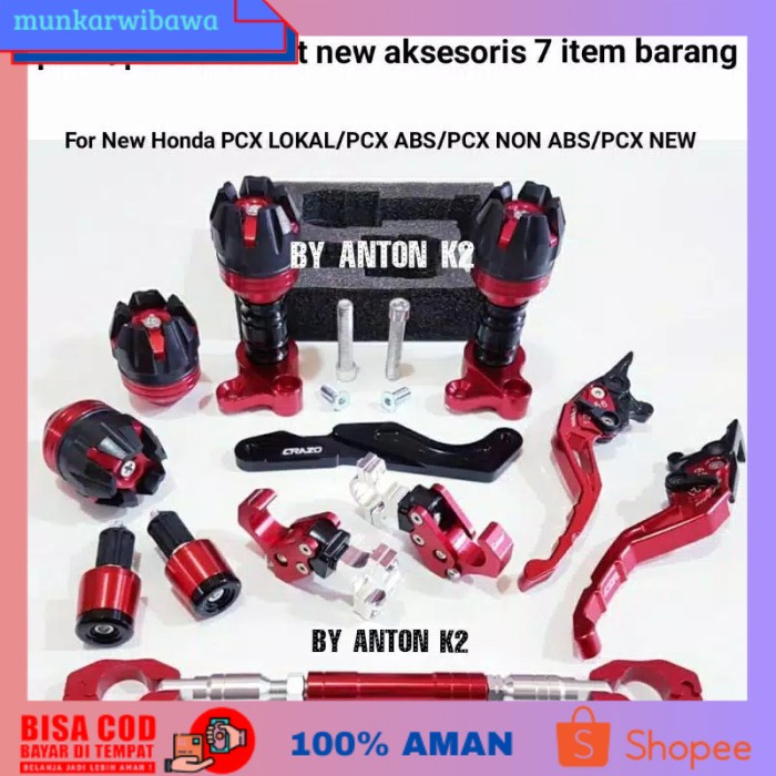 (BISA COD) VARIASI AKSESORIS PAKET 7 ITEM MOTOR PCX 150 LOKAL/PCX ABS/PCX 160 NEW - Merah, PCX 150 1