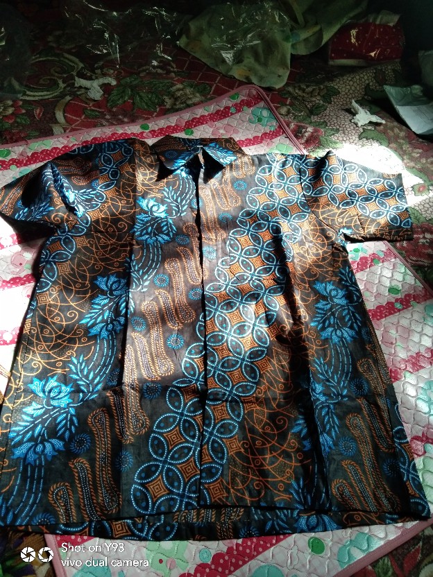 Atasan Batik Couple Seno Biru M L Xl Xxl