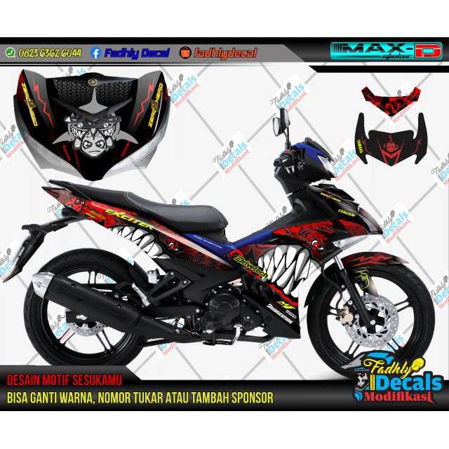 Sticker fullbody Decal MX king shark merah