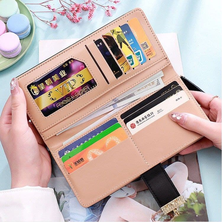 DOMPET PANJANG WANITA KOREA KULIT PREMIUM MEWAH DAUN FASHION SCALY MURAH LIPAT WA093B5