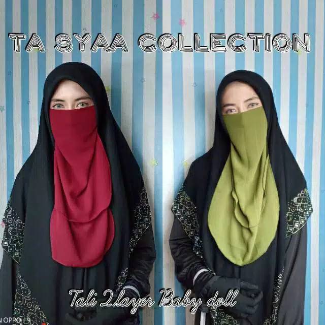 Cadar niqob tali 2 layer sifon ceruty murah