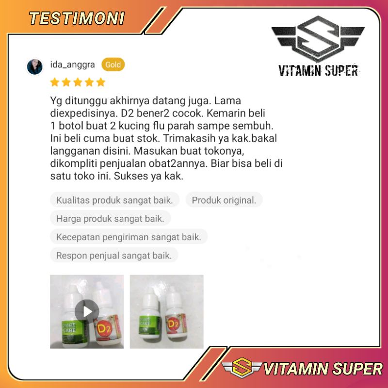 Obat Kucing Anti Virus Super D2 | Obat Flu Berat, Panleu, Calici, Distemper, Mencret, Pipis Darah, Sariawan, Lemes, Muntah dan Ambein