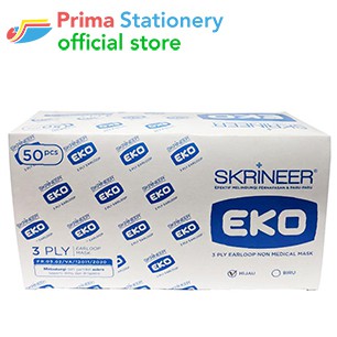 Skrineer Eko Earloop Mask Green 3Ply /50 Masker Anti Debu Dan Droplets