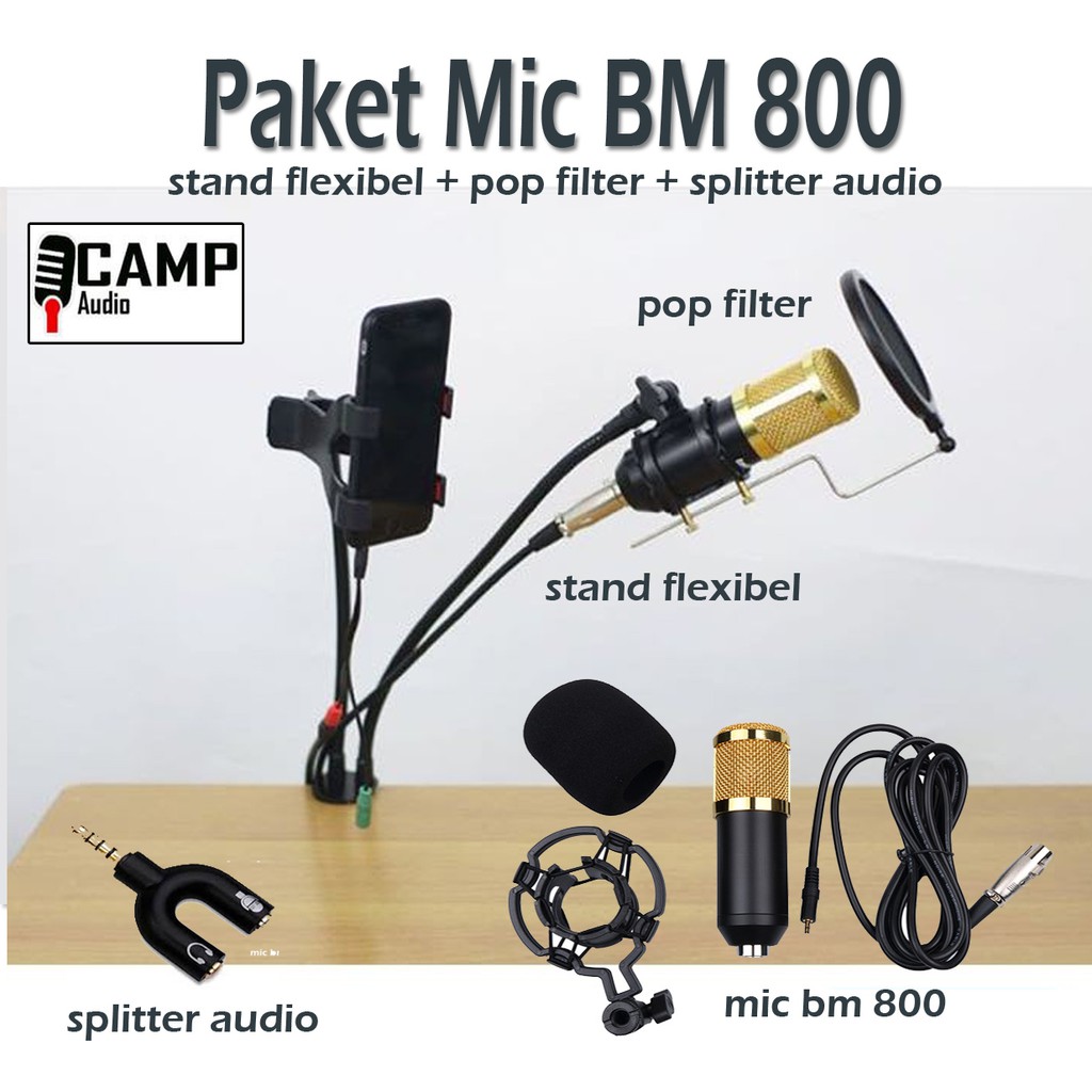 Paket mic bm 800 lengkap stand flexibel