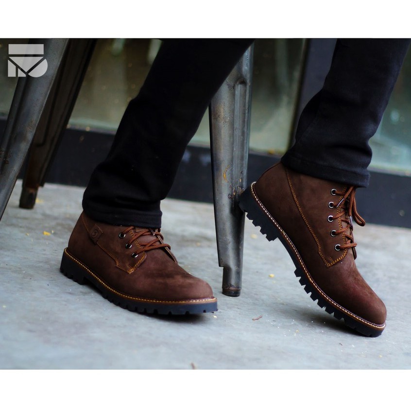 Icon Dark Brown | Sepatu Kulit Asli Vintage Klasik Pria Cowok Men Boots Footwear Ori | FORIND Zapato