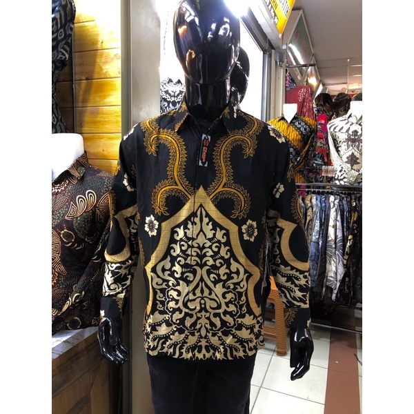 Baju Batik Pria Lengan Panjang lapisan furing hero,Warna hitam coklat gold,warna coklat susu,Batik Premium,Batik Modern,Batik Jumbo,Batik Solo,Batik Kantoran