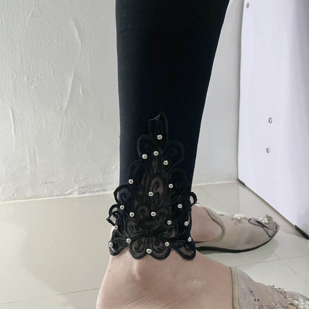CELANA LEGGING RENDA MUTIARA / LEGING RENDA MOTE BRUKAT HIGHWAIST / LEJING RENDA MOTE KAKI