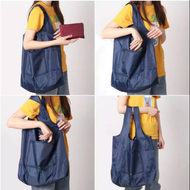 Jual Tas Belanja Lipat Portable/ Kantong Belanja Ramah Lingkungan