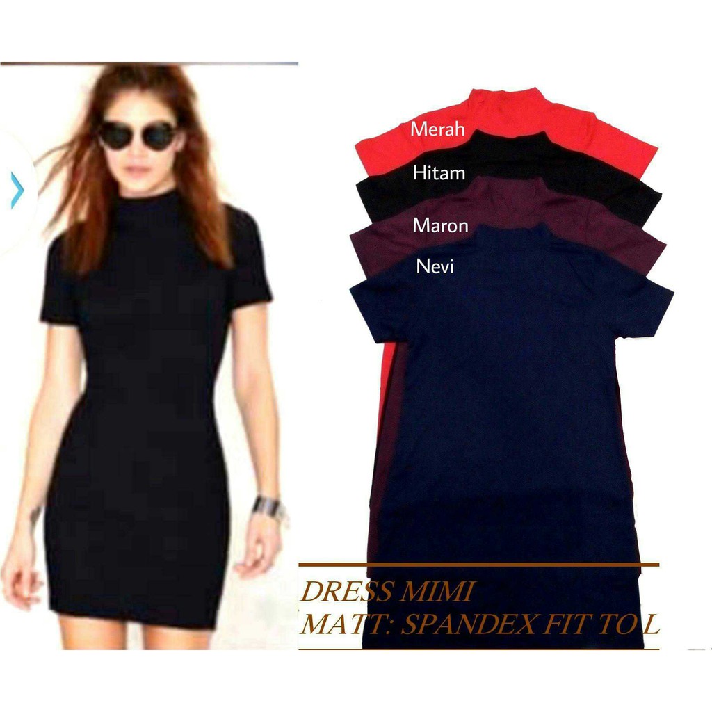 [dress mimi RO] Dress Wanita Spandex Varian Warna