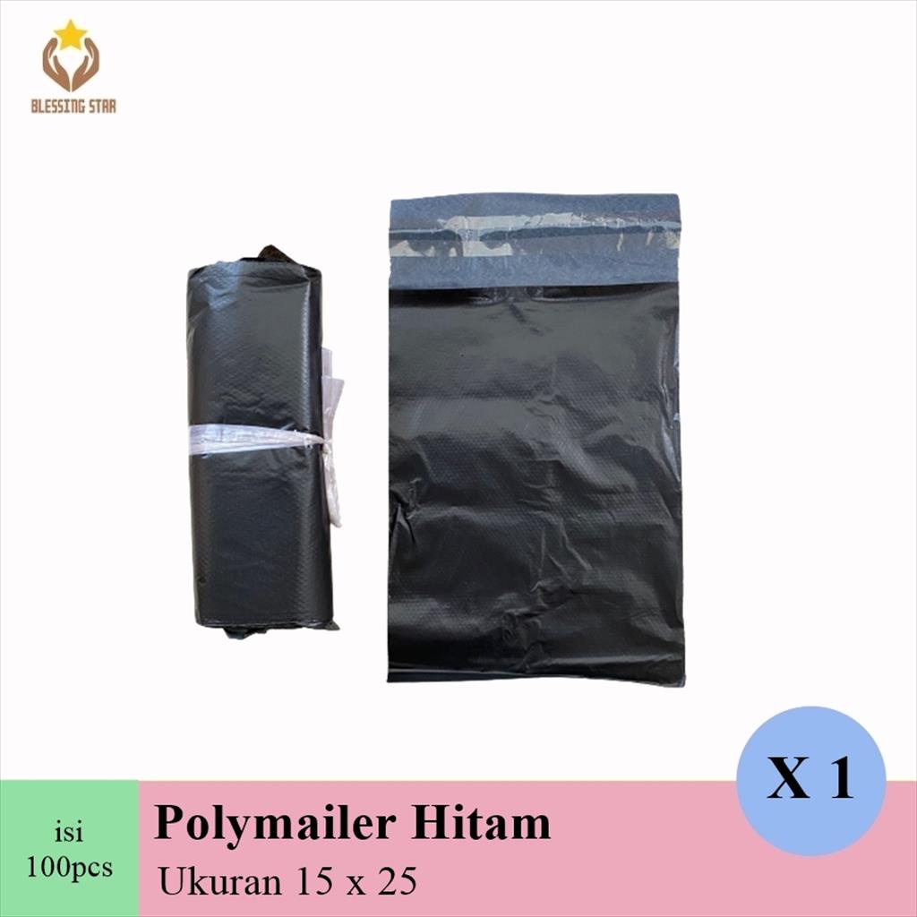 Plastik Polymailer 15x25 Hitam Bungkus Packing