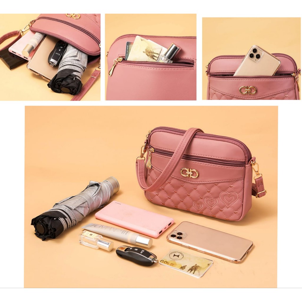 TAS SELEMPANG WANITA KOREA IMPORT KULIT PINK BARNETT TA391P3 SLING BAG BATAM PREMIUM FASHION REMAJA