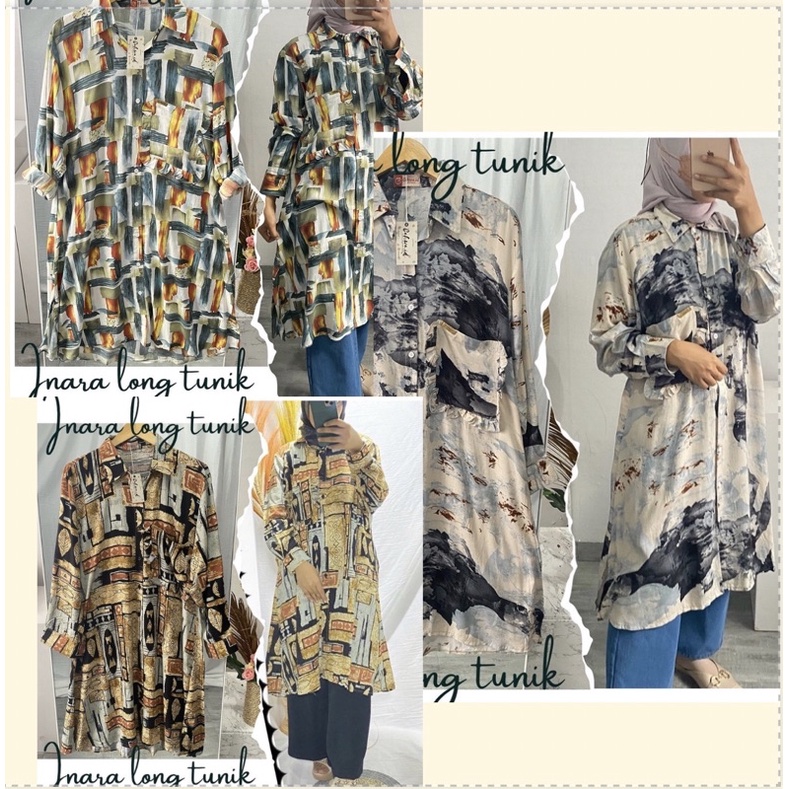 inara long tunik tunik oversized kemeja