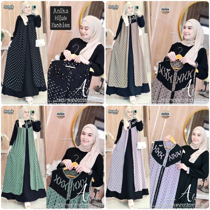 ALZEENA DRESS ORIGINAL UWAIS HIJAB. GAMIS DRESS MAXY PREMIUM PRODUK. DRESS MAXY BUSUI  TERBARU