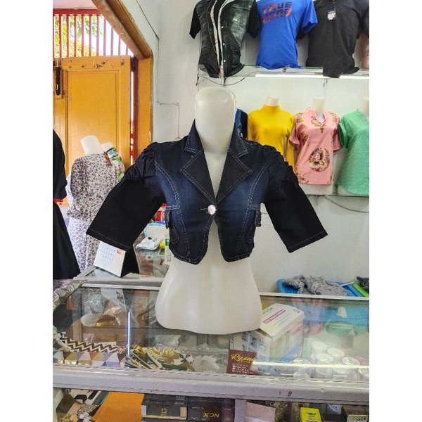 Rompi jeans Wanita Lengan Pendek SUPER PREMIUM Good quality Fit Size S-M .Dijamin bahan sangat bagus