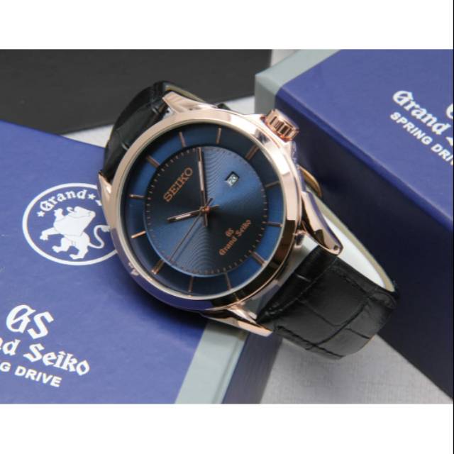 Limited edition || jam tangan kulit pria Grand SEIKO KR063-HC spring drive tanggal aktif