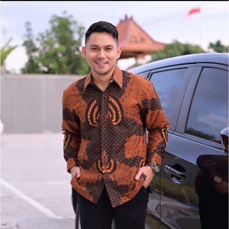 KAPAL KANDAS COKLAT KEMEJA BATIK MODERN SLIMFIT PANJANG BAHUN KATUN HALUS FULL FURING HALUS