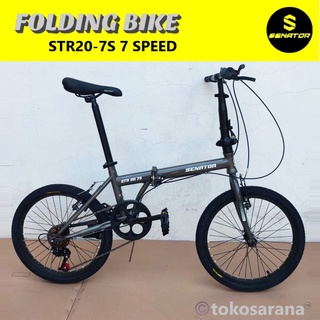 Sepeda Lipat Senator STR20-7SP 1x7-VB 20 Inch Hi-Ten Steel 1 x 7 Kecepatan V-Brake Folding Bike Remaja-Dewasa