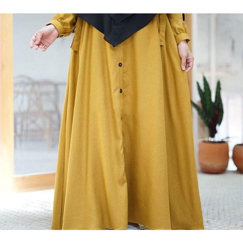 (FREE PARFUM#3)Gamis button Hidup Madinah brandاجتهد bahan katun Madinah impor