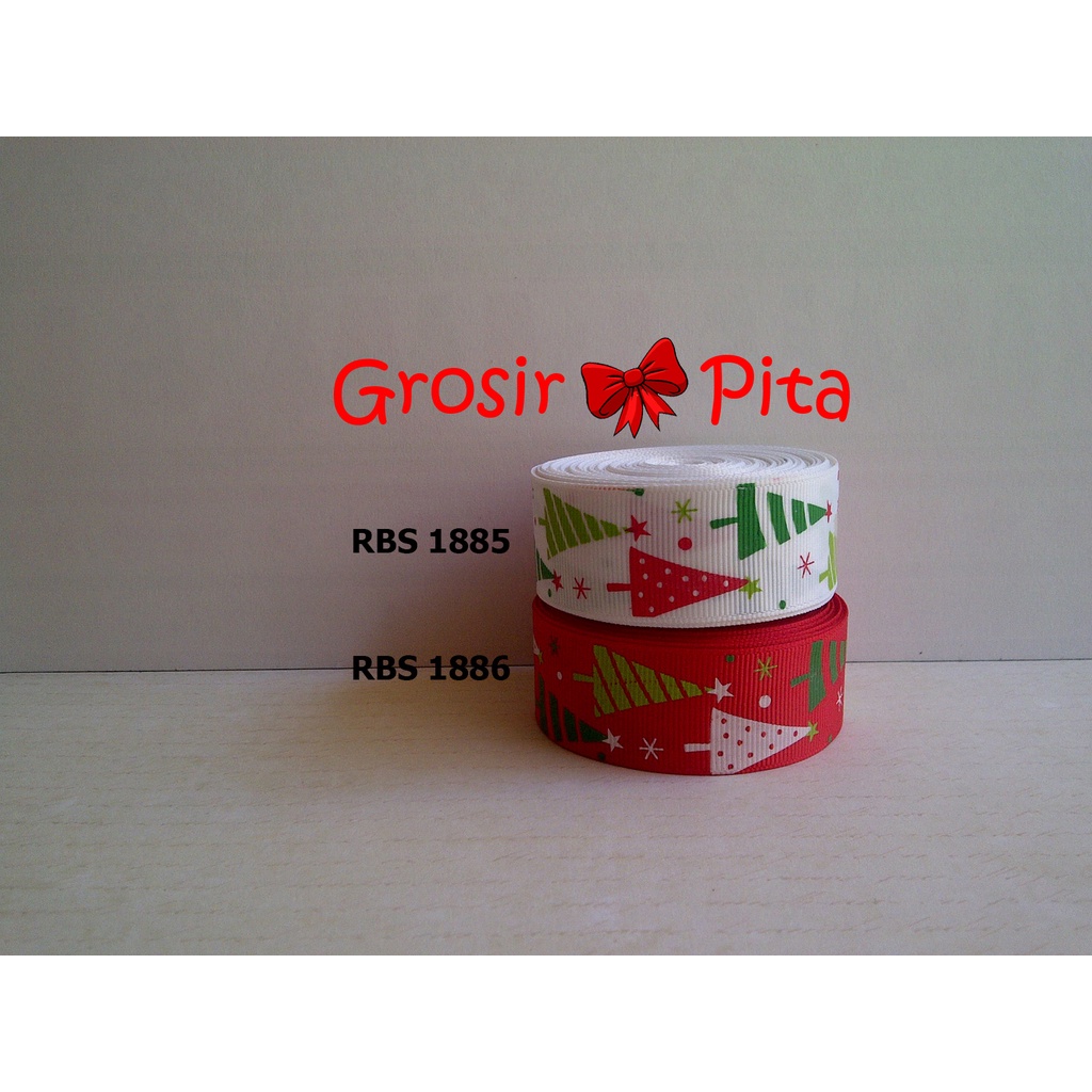 

(25 yard) Pita Grosgrain Motif Natal RBS 1885,1886 | Pita Motif Christmas | Toko Bahan Craft | Grosir Pita