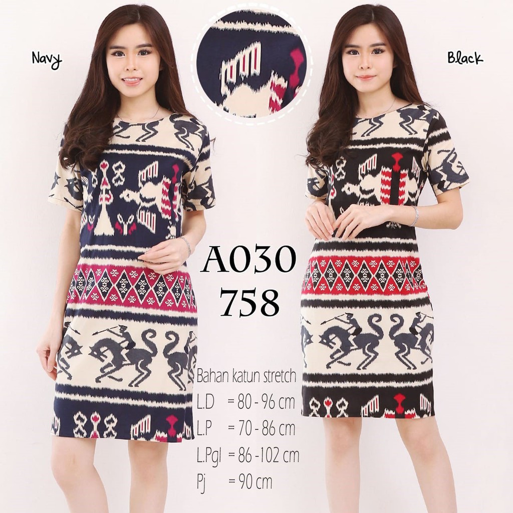 Batik Aksen Baju Batik Dress Batik Wanita Premium Kawung Coklat