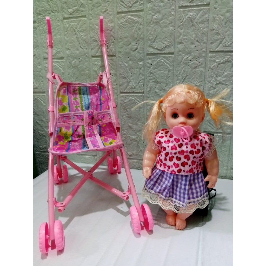 Mainan Boneka Dorongan Bayi dan Bayi Nangis - Mainan Edukasi Anak Dorongan Bayi dan Bayi Dapat Menan