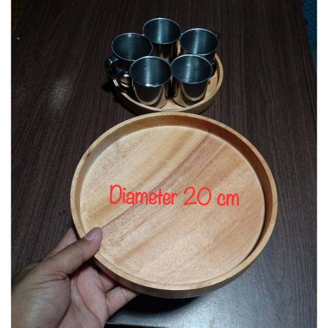 Baki Kayu Bulat / Nampan Kayu / Tray Kayu / Round Tray Diameter 20 cm