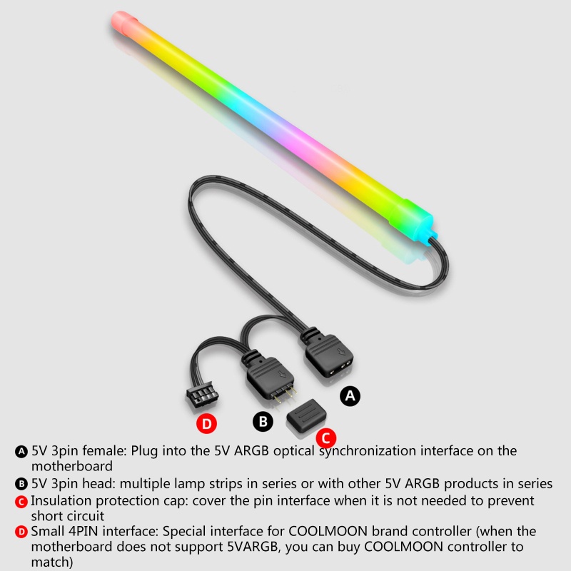 Kaos Btsg360° Komputer PC Untuk Case Light Bar Coolmoon Y360 Silicone Light Bar ARGB LED Strip Dengan 5V 3pin 4Pin RGB Lampu LED