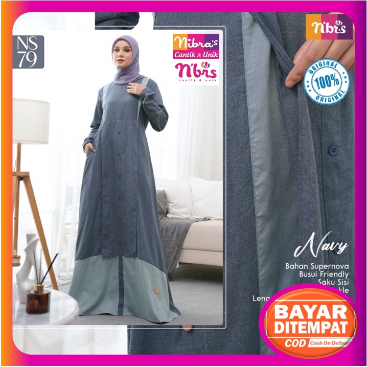 Gamis Nibras Promo Gamis Nibras Terbaru 2022 NS 79 Supernova Navy Baju Dress Dres Wanita Dewasa Musl