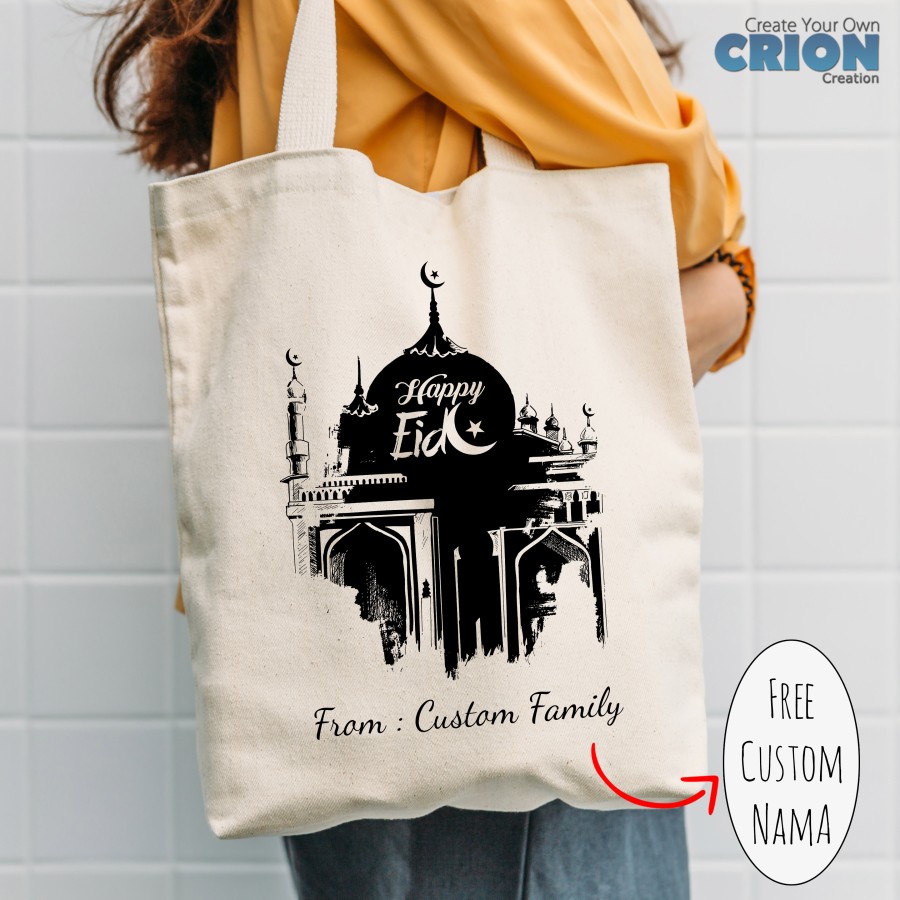 Totebag /Goodie Bag Lebaran / Idul Fitri / EID Mubarak bs custom Crion