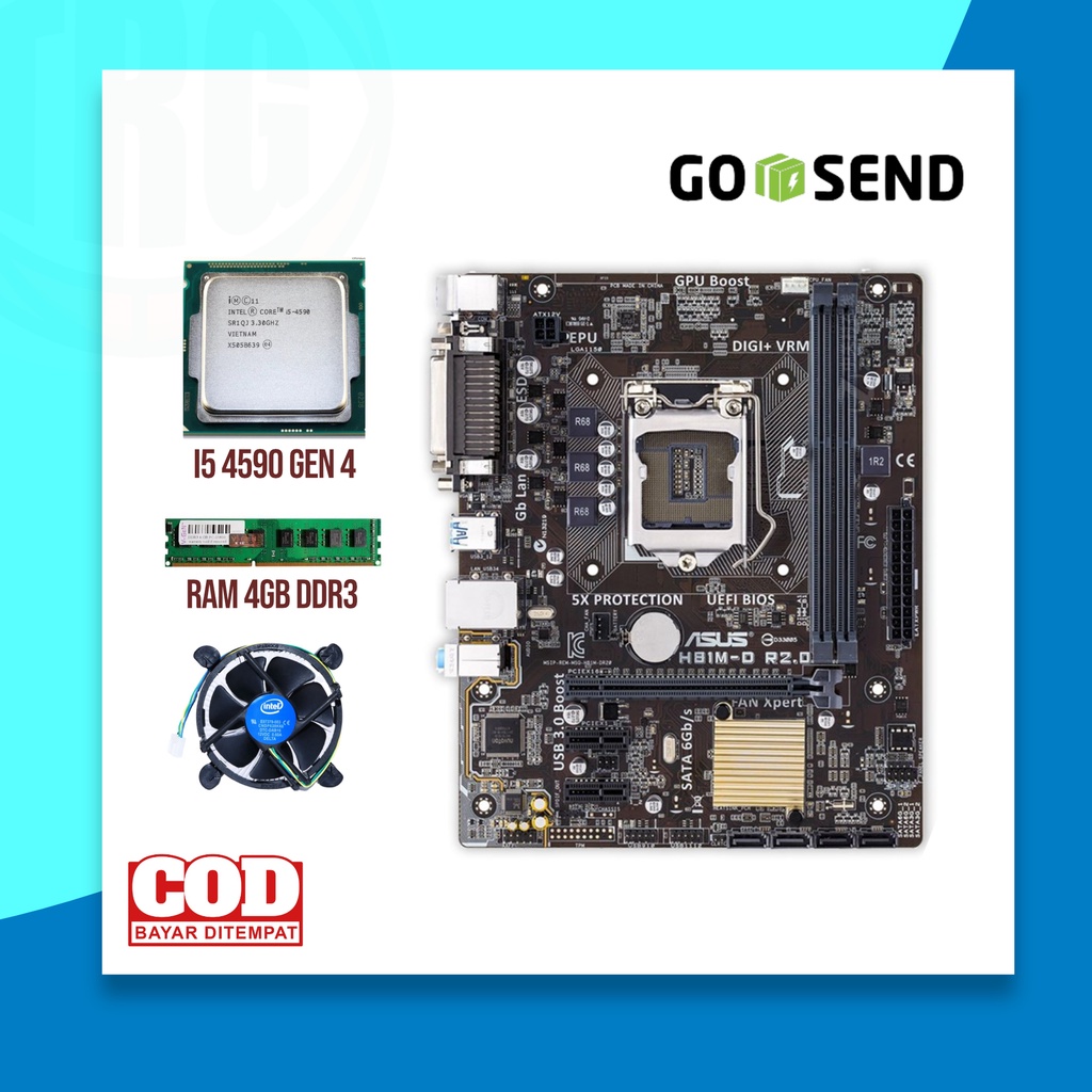Paket Mobo Core i5 4590 Ram 4GB + fan