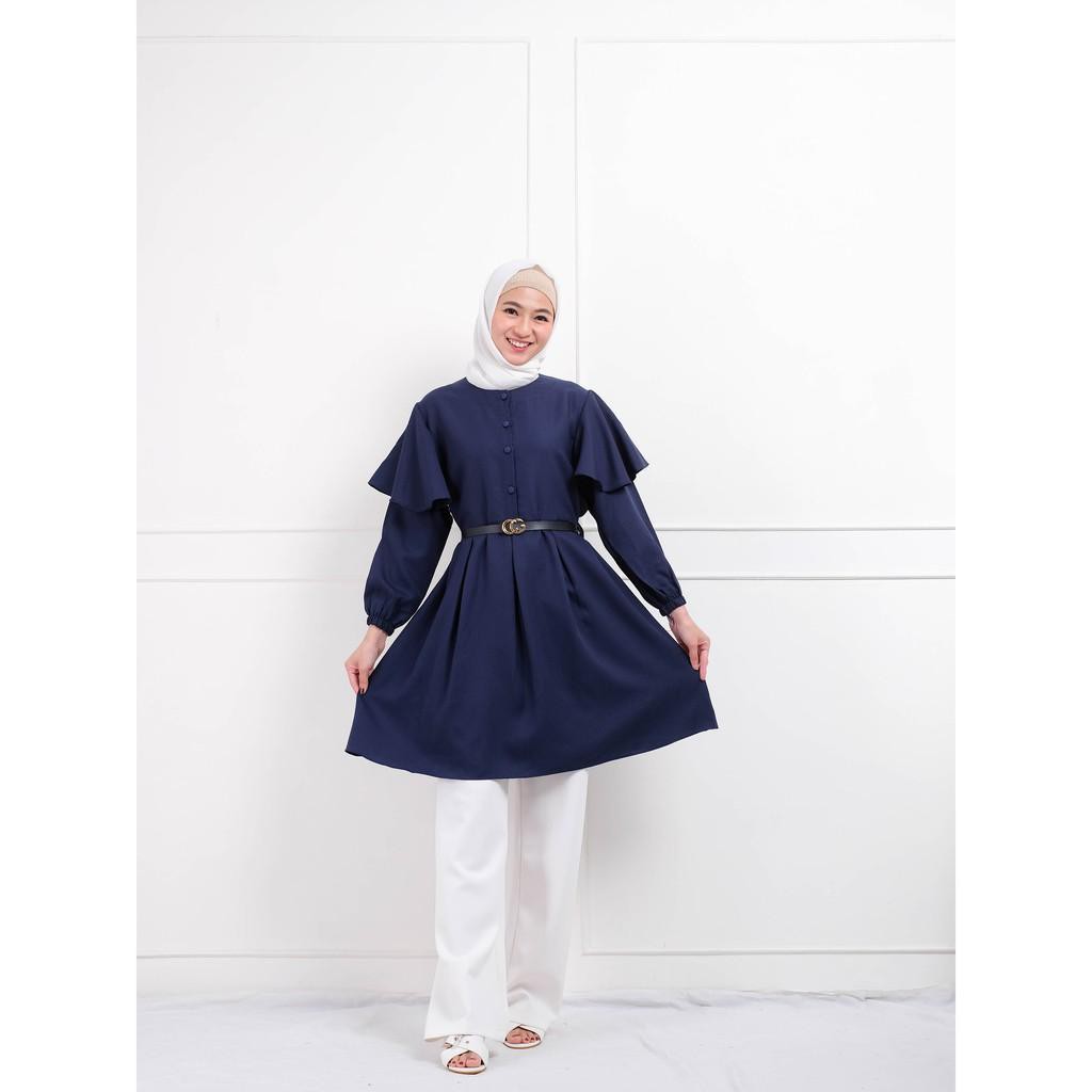 Linata Fashion | Tunik Wanita Busui Elvina Moscrepe Import FREE BELT