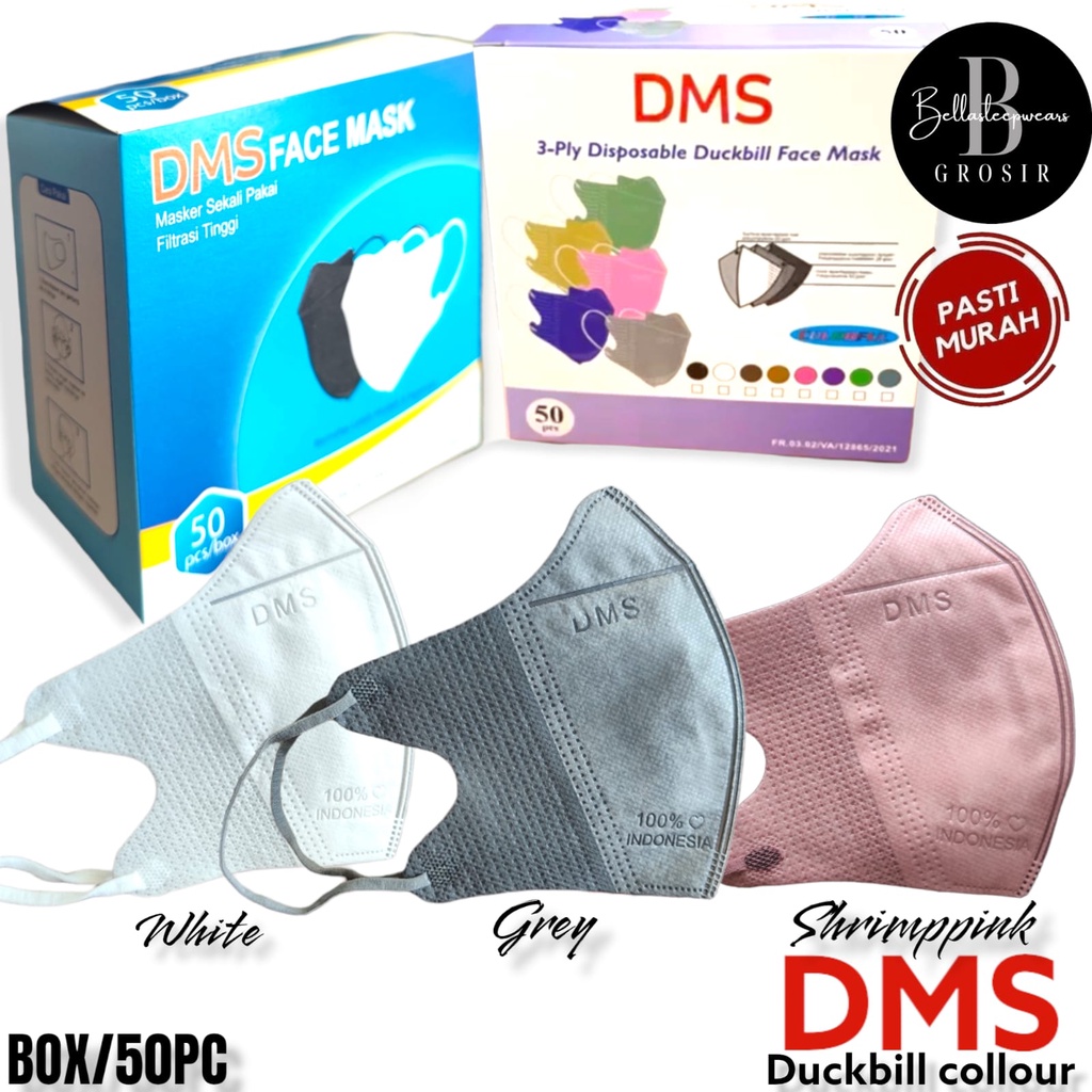 DB DMS CARE EMBOS FACE MASK - MASKER DUCKBILL 3PLY DMS CARE FACE MASK ISI 50PC