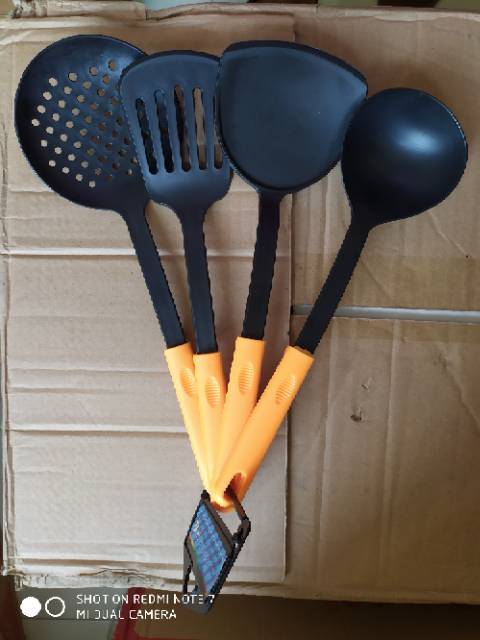 {Garansi termurah}Spatula set isi 4 - turner - slotted turner - soup ladle - skimmer
