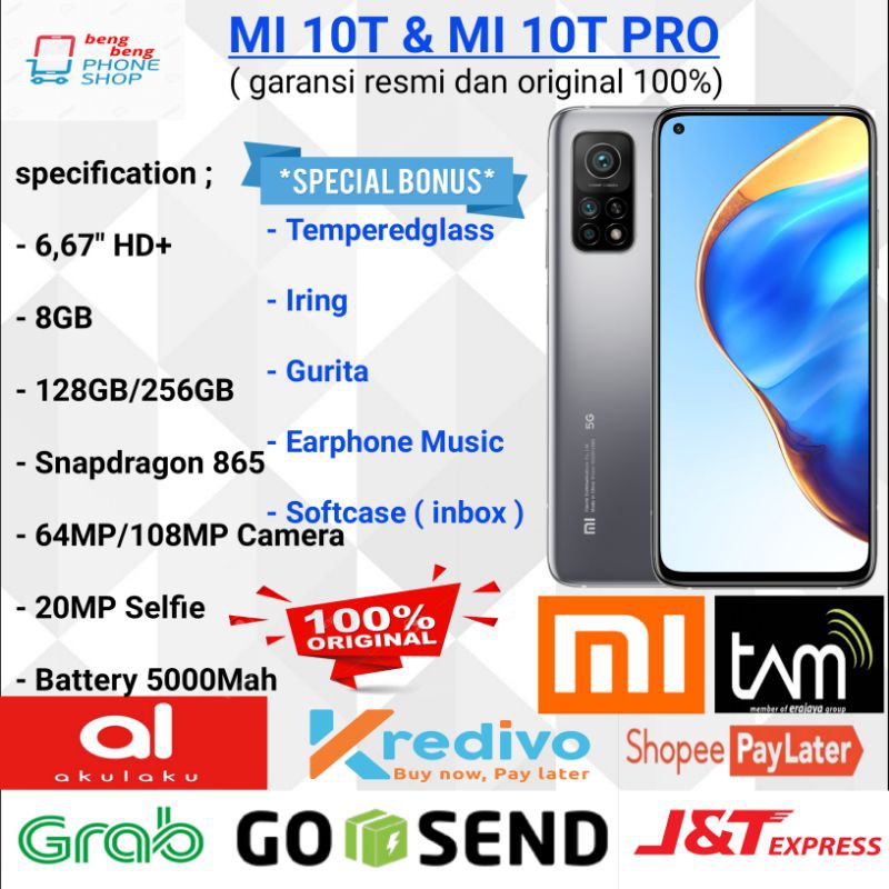 Jual XIAOMI MI 10T PRO 5G RAM 8GB 128GB GARANSI RESMI - BONUS Indonesia