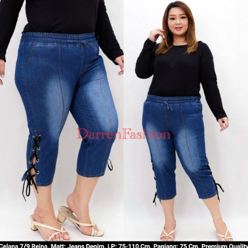 Celana 7/9 Reina Jumbo . Celana 7/9 Jeans Wanita Big Size Murah