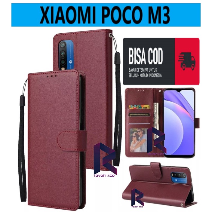 CASING XIAOMI POCO M3 FLIP WALLET LEATHER KULIT PREMIUM SARUNG BUKA TUTUP FLIP CASE XIAOMI POCOPHONE POCO M3