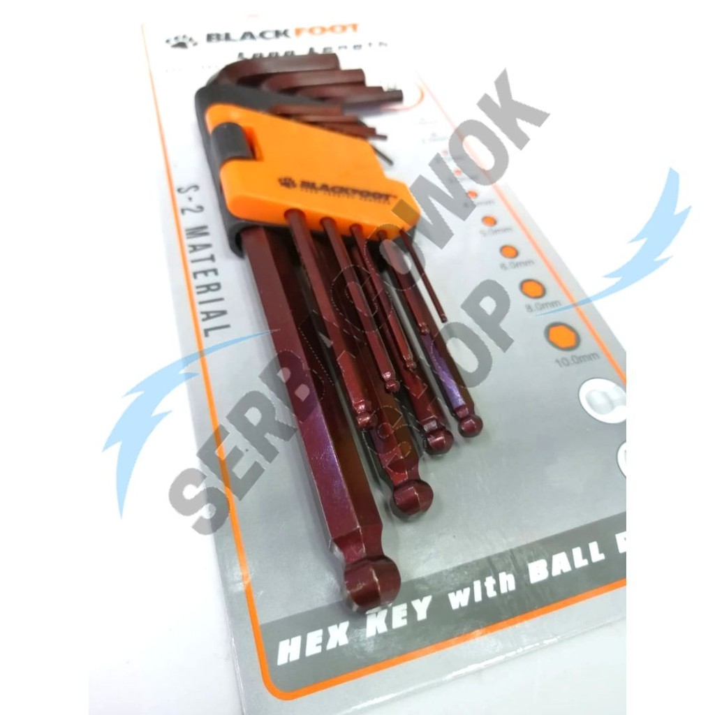 Blackfoot Kunci L Ballpoint Long 9 Pcs Hex Key Wrench Set Material S2 Termurah Berkualitas