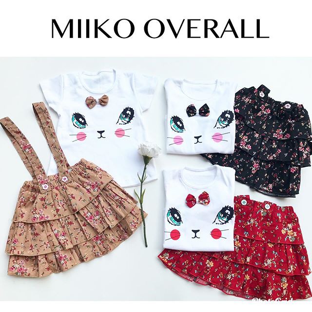 Miiko Overall / Flossy Dress Baju Setelan Jumper Rok Kaos Pergi Lucu Fashion Anak Bayi Perempuan Cewek Terlaris