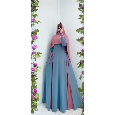 Gamis Set Hijab ItyCrepe Mrek Berkah LD 106-108 / Set ANi syari itycrep/Gamis kancing depan