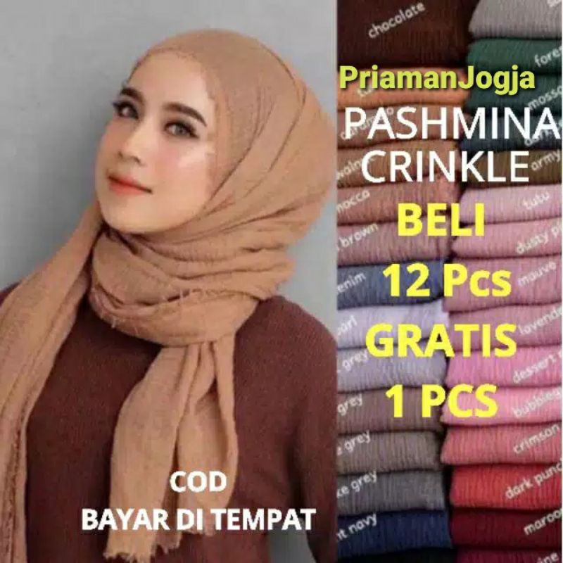 PASHMINA CRINKLE SHAWL ORI TURKEY CRINCLE PASMINA KUSUT