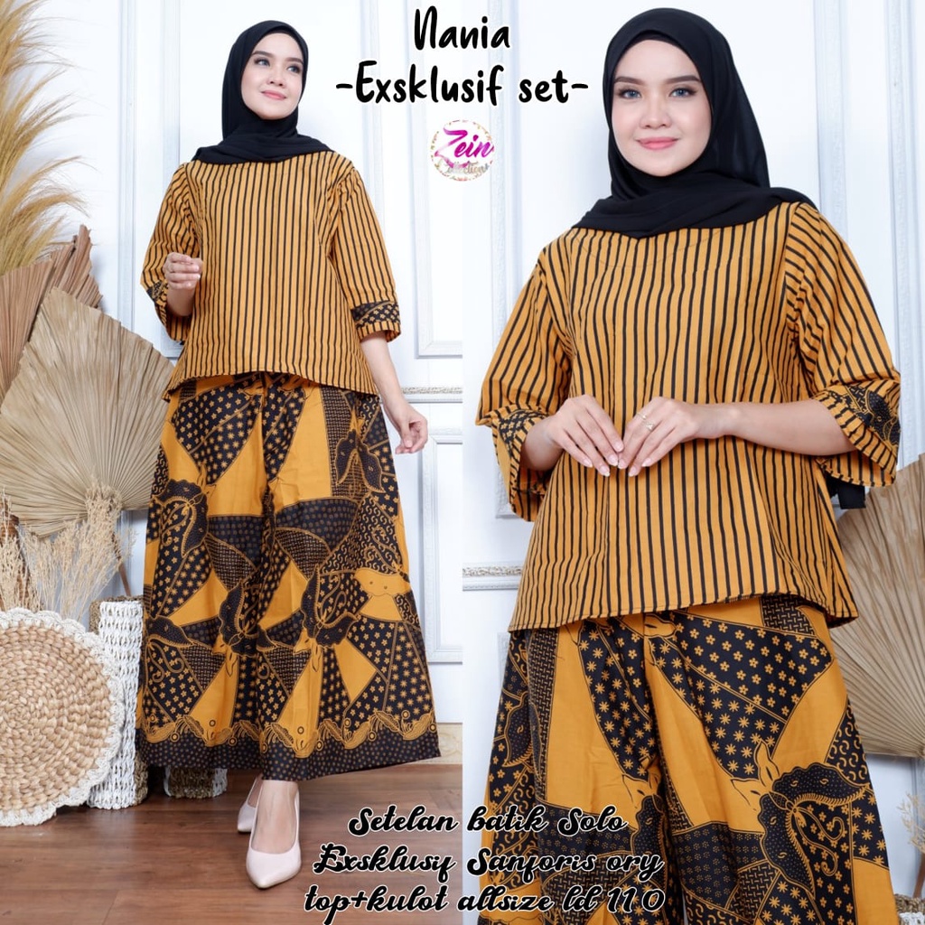 Batik Set Celana Kulot by Butik Batik Solo Bahan Katun kode NANIA BATIK SET CELANA