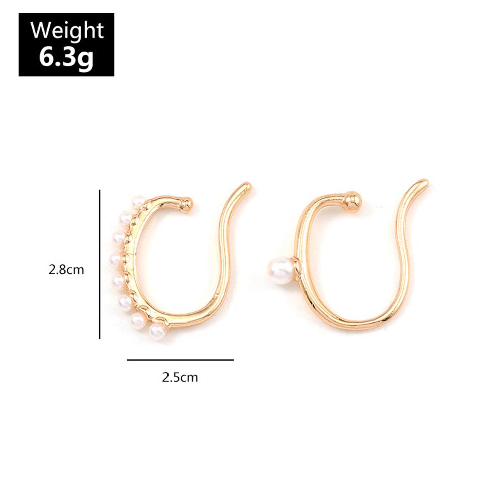 2 Pcs / Set Anting Klip Mutiara Bahan Alloy Gaya Vintage Untuk Wanita