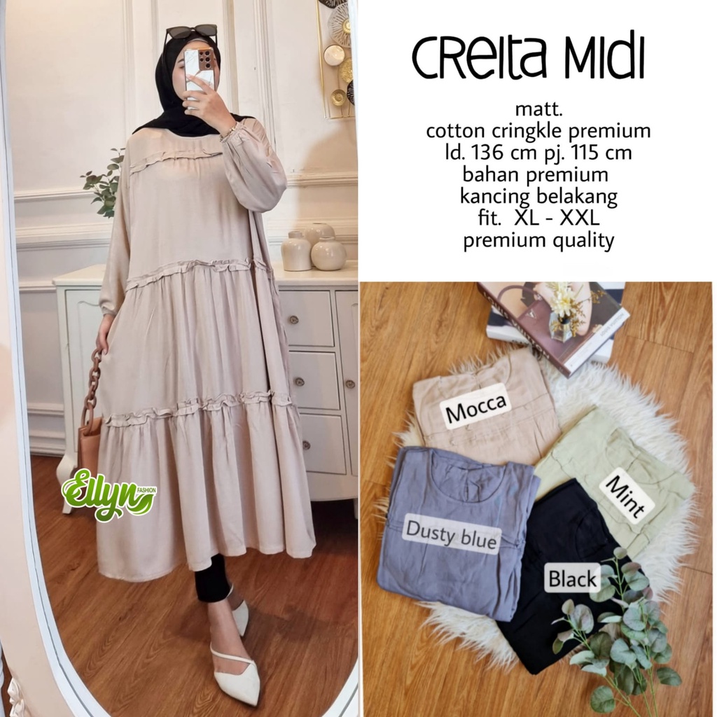 Creita Midi by Ellyn | 280120 | Midi dress cotton linen Premium