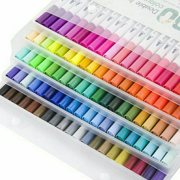 

Brush Pen Marker Dual Tip Isi 36/48 Pcs Double Head Twin Marker Brush Pen Spidol