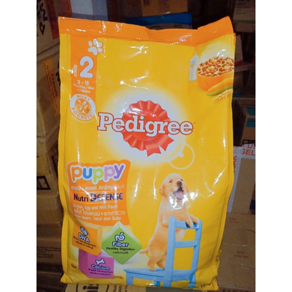 pedigree puppy Makanan anak anjing kering rasa Chiken egg and milk frash pack 1.3kg