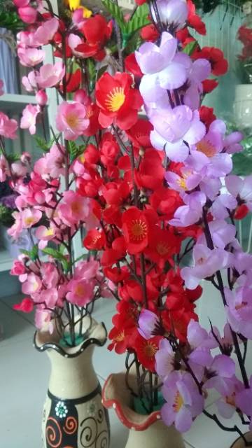 Bunga Sakura Vas Tanah Liat Lukis Shopee Indonesia